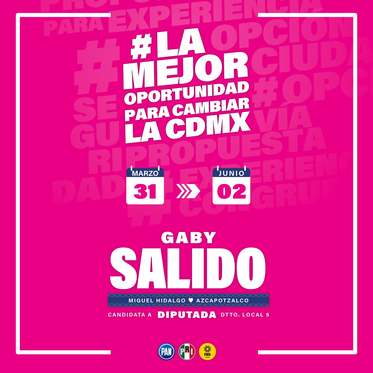 🏳️ ¡Arrancamos campaña! 

Este año tenemos #LaMejor oportunidad para cambiar la #CDMX y no podemos desperdiciarla. Salgamos a convencer, involucrarnos, escuchar, proponer y a ganar este 2 de junio. #SíHayDeOtra #VaXLaCDMX #MiguelHidalgo #Azcapotzalco