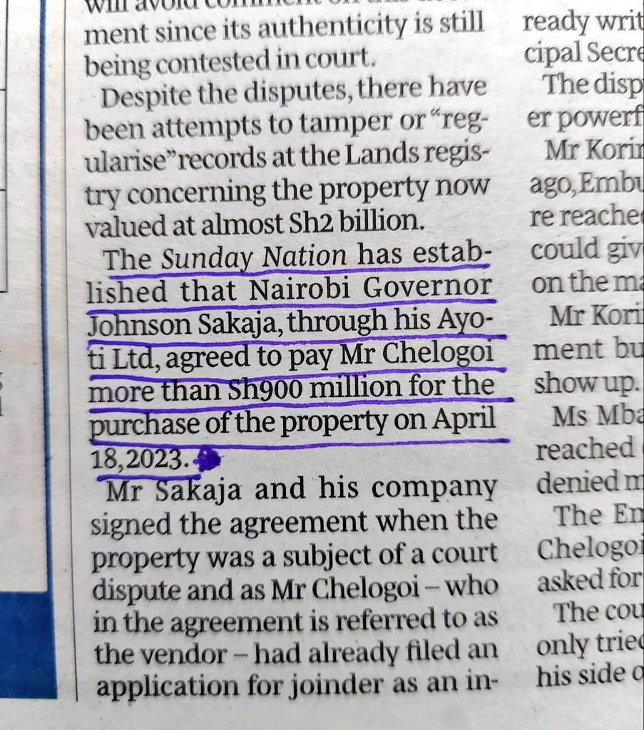 Johnson Sakaja became Nairobi Governor in August 2022. Exactly seven months later, he already had Ksh900million to buy an entire ridge in Loresho. And you people still say Lazima iWork.