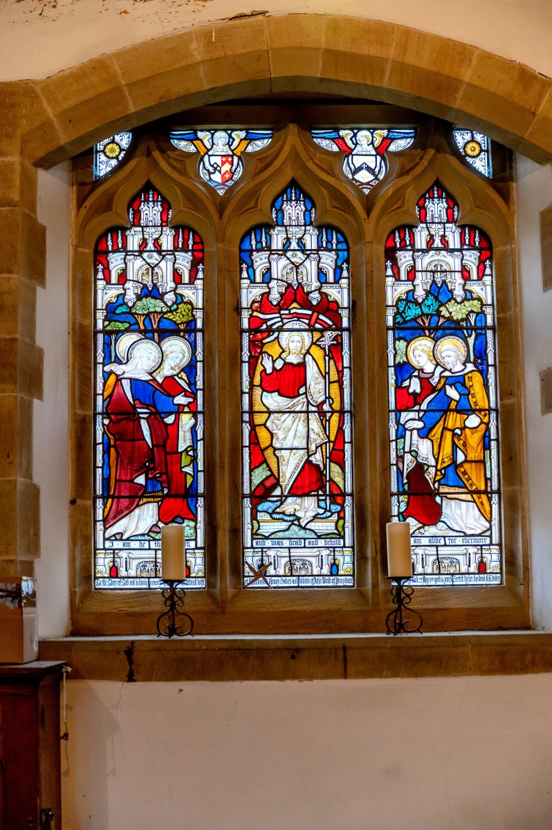 Happy Easter! Today is Easter Day, when Christians celebrate Christ's resurrection after his death on Good Friday. This stunning window in St Tysilio, Llangollen, shows Christ risen within a mandorla.