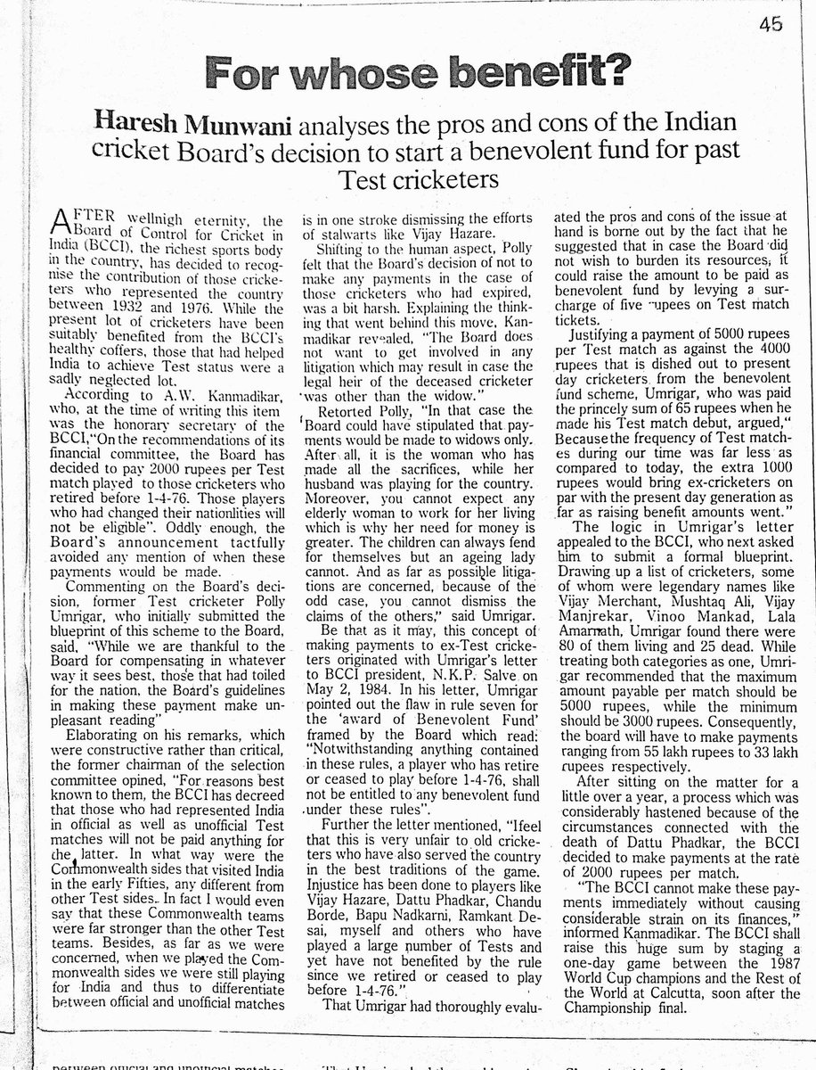 A benevolent fund (Sportsworld Oct 9, 1985)
