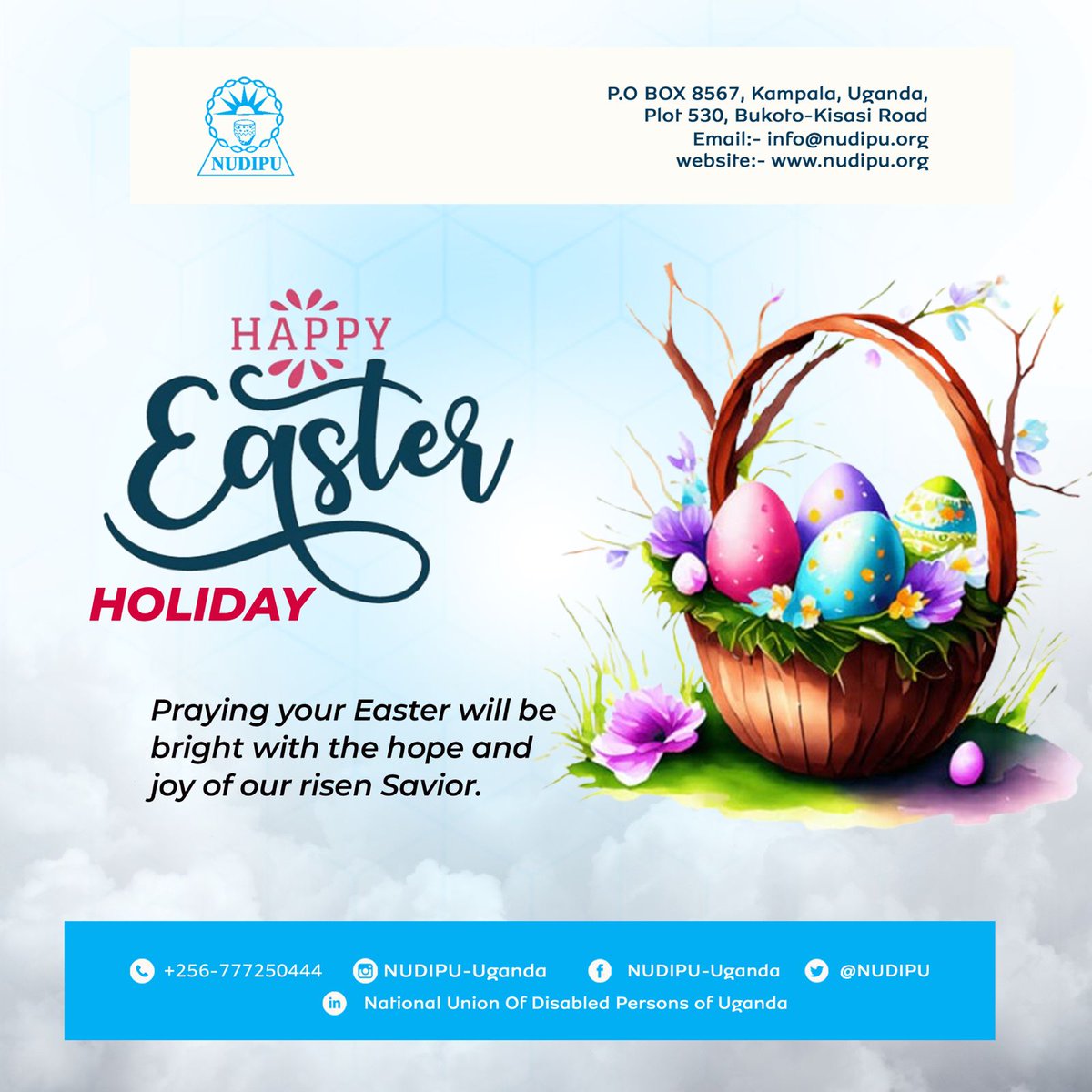 We wish you a happy Easter to you all. May this holiday bring you joy as we celebrate the risen Lord 🙏. @EstherKyozira