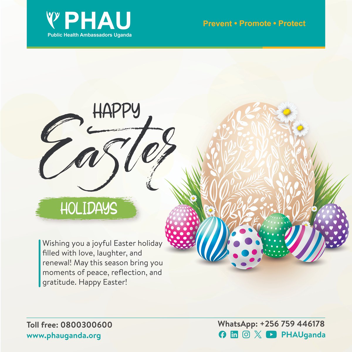 On this glorious Easter Sunday, let's rejoice in the triumph of life over death, hope over despair, and love over everything. Wishing you a day filled with laughter, happiness, and the blessings of the season. #PHAUCARES #EasterSunday #ResurrectionSunday