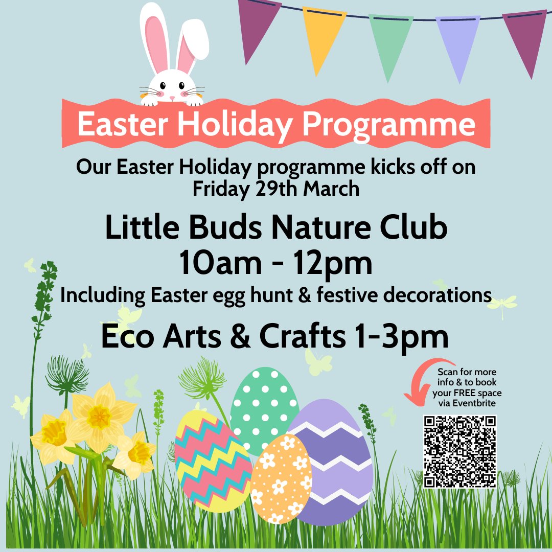 Our Easter Holiday programme kicks off today! Little Buds Nature Club 10am-12pm Eco Arts & Crafts 1-3pm All activities are FREE to join. See you there!