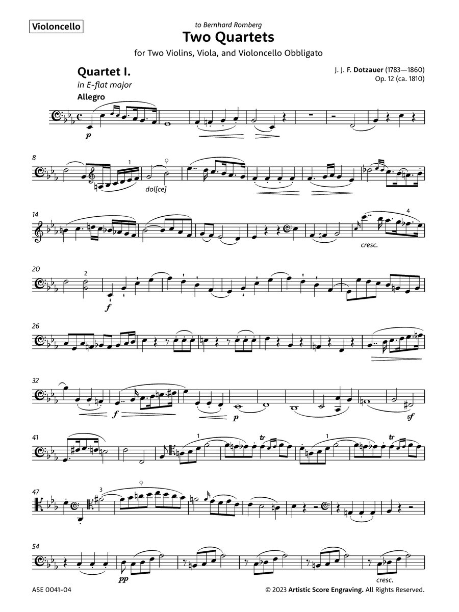 EDITION OF THE WEEK
J. J. F. Dotzauer - Two Quartets Op. 12 for 2 Violins, Viola & Violoncello Obbligato
Listen: youtu.be/uihPi3nabBQ
On #sale (-24%) this week (4/24-30): artisticscoreng.gumroad.com/l/bvybuw/Dotzy…

Thank you & have a great day!
#violin #viola #violoncello #cello #stringquartet