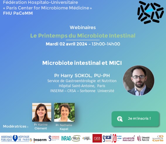 📢Rejoignez-nous pour notre webinar exclusif sur 'Microbiote Intestinal et Maladies Inflammatoires de l'Intestin' présenté par l'expert mondial @h_sokol ! 🔗d'inscription : aphp-fr.zoom.us/webinar/regist… @APHP @crsa_paris @FaculteSanteSU @Inserm