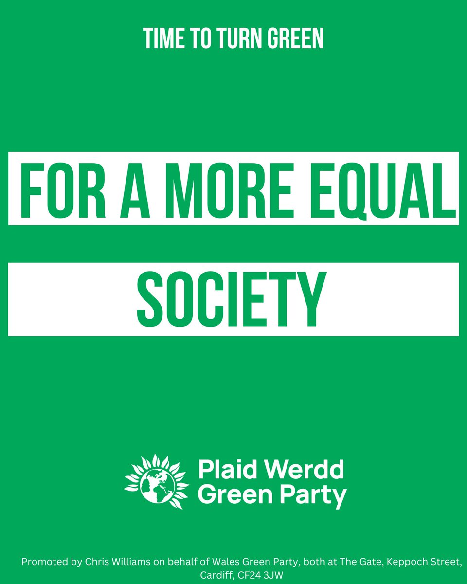 A more equal society means redistributing wealth from the very rich. If you want a more equal society, it's time to turn Green #TurnGreen