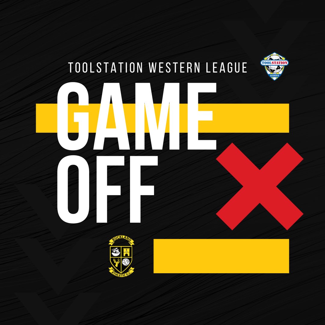 ❌ | MATCH POSTPONED Following this morning’s inspection, today’s @TSWesternLeague fixture with @BrixhamAFC has been postponed due to a waterlogged pitch. Despite best efforts, further rain spells this morning has undone any progress made by the Groundsmen Team. 🦌🟡⚫️