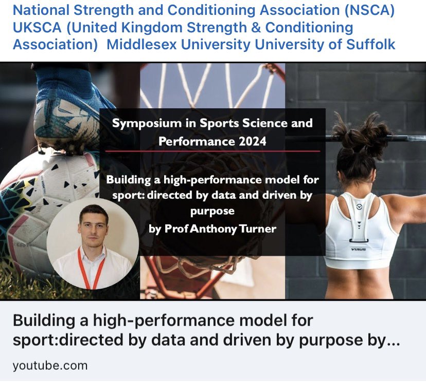 Dive into the world of elite sports performance with @anthonyturneruk ’s presentation at the Sport Science and Performance Symposium. 🚀 Experience the wisdom at your convenience and transform your approach to performance excellence. 📅 Available now Link: youtu.be/DxR7j3LavVU?si…