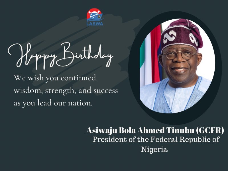 'Happy Birthday to His Excellency, President Asiwaju Bola Ahmed Tinubu (GCFR)! 🎉🎂 Wishing you continued wisdom, strength, and success as you lead our nation. May your day be filled with joy and celebration. #HappyBirthday #AsiwajuTinubu #Nigeria'