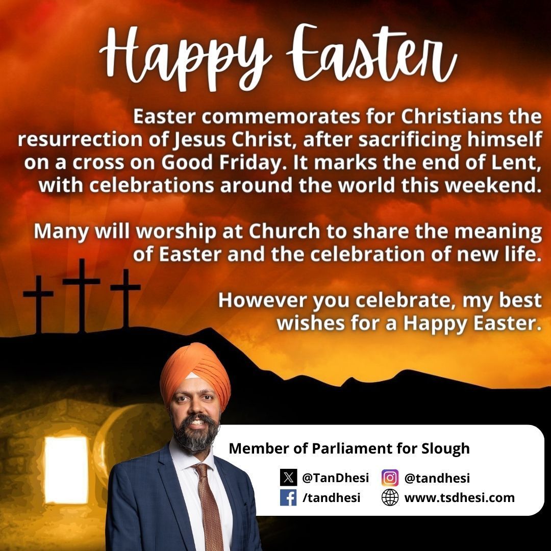 As #Christians across the world mark this important festival with both reflection and celebration, my best wishes everyone for a happy #Easter.