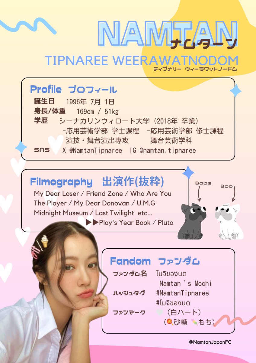 🤍Namtan Tipnaree 日本語プロフィール🤍 OFC様が公開している
