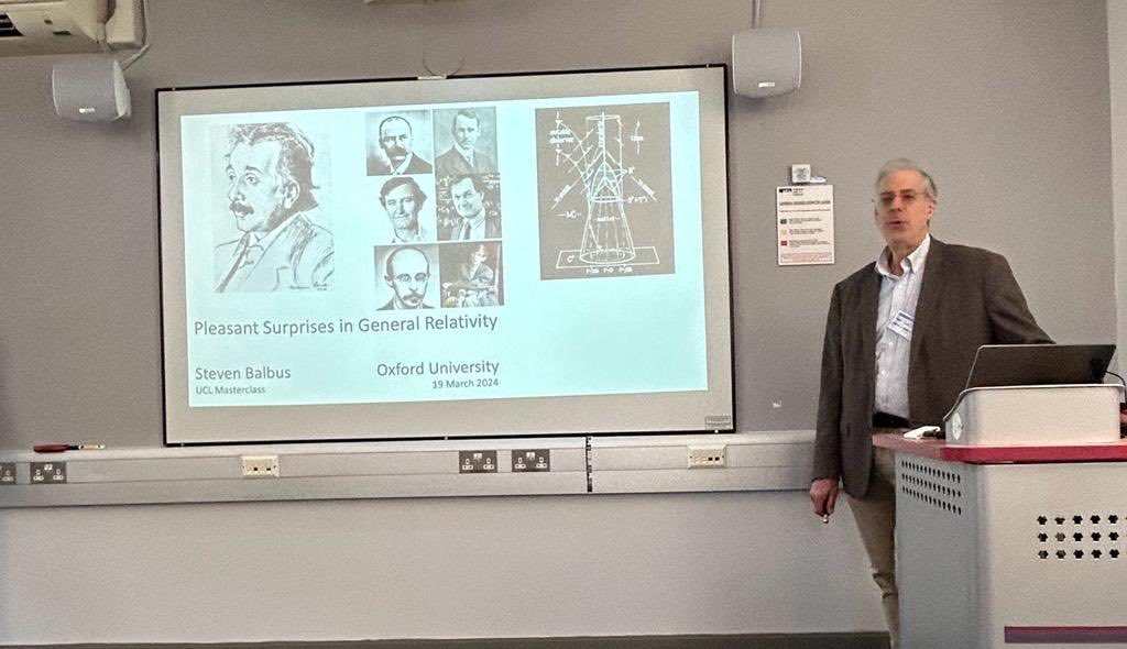 It was a pleasure to host Steven Balbus (⁦⁦@OxfordPhysics⁩ ) @UCL for a stimulating ‘Perren Masterclass’ on ‘Pleasant Surprises in #GeneralRelativity’.