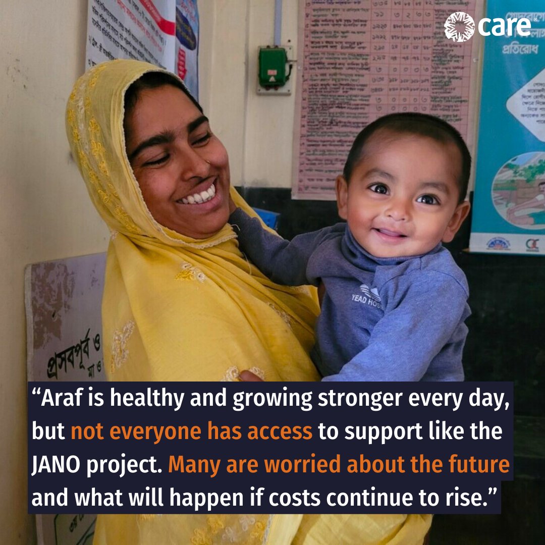 A child born in #Bangladesh is 150 times less likely to live to the age of 5 than a children born in the UK. Asma’s story shows the impact that your donations can have on providing a healthy future for children like Araf. Read Asma's story & donate here: careint.uk/43T2SEF