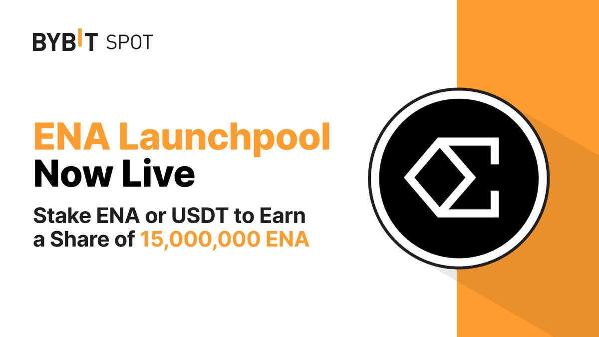 🚀 #Bybit Launchpool is excited to introduce $ENA, the utility token of @Ethena_Labs  

📅 Event Period: 
April 2, 2024 8AM UTC - April 9, 2024 8AM UTC

Stake ENA or $USDT to Earn a Share of 15,000,000 $ENA!  

📈 Stake to Earn: i.bybit.com/BtJabtu