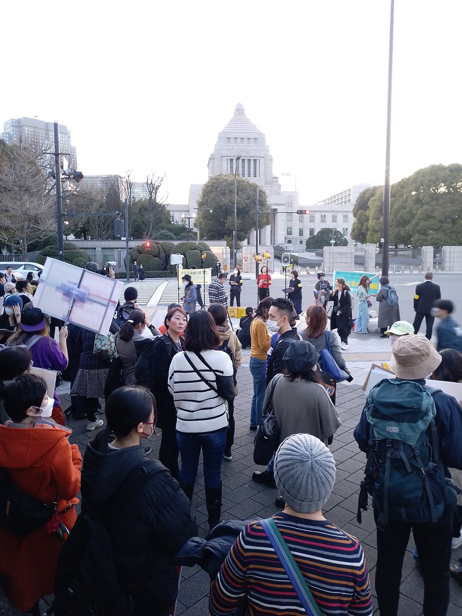 国会正門前イベント、始まりました✨　全国からこんなにも多くの方々が駆けつけています。 ポスデモも一緒にお願い致します！ ＃共同親権を廃案に でイベントで読み上げるご発言も募集しています。