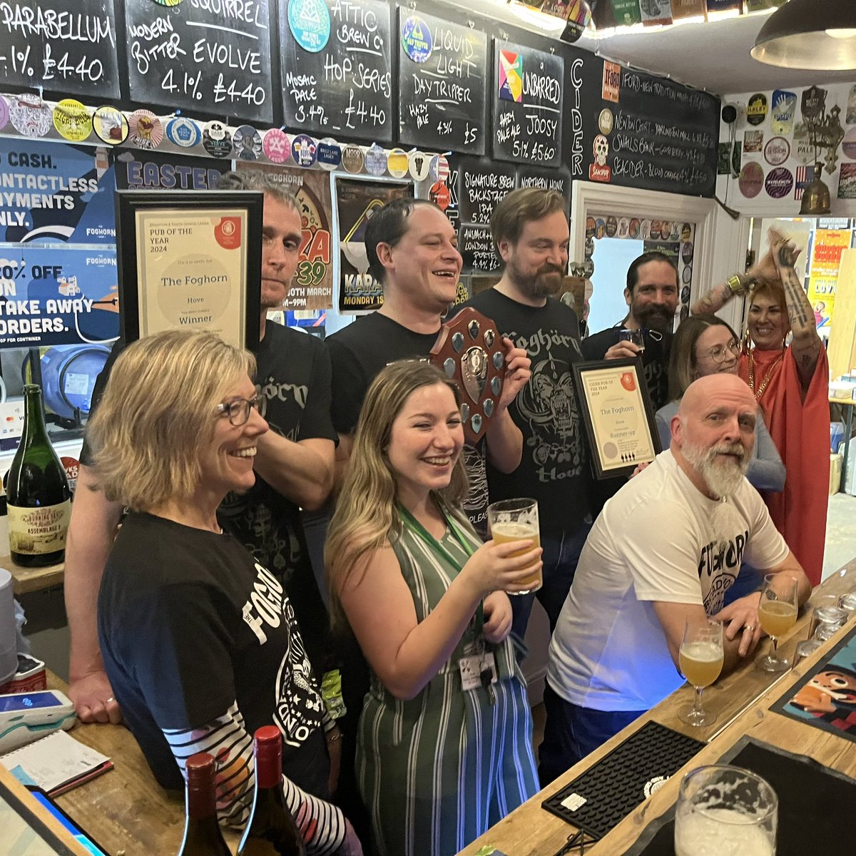 Congratulations to our friends and former show partners, the magnificent @TheFoghornMicro, Hove and winner of the @CAMRA_Official Brighton and South Downs CAMRA pub of the year award. This local is very special to us and we couldn’t be prouder.