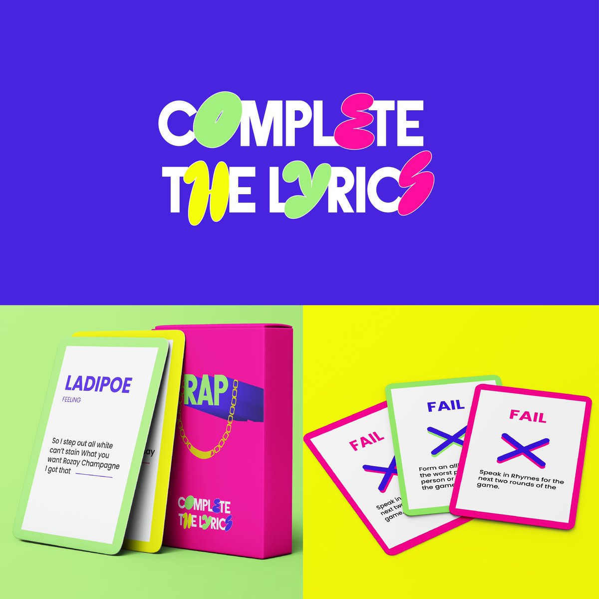 I designed a card game called complete the lyrics. I’m in love 😍with all the colors I used