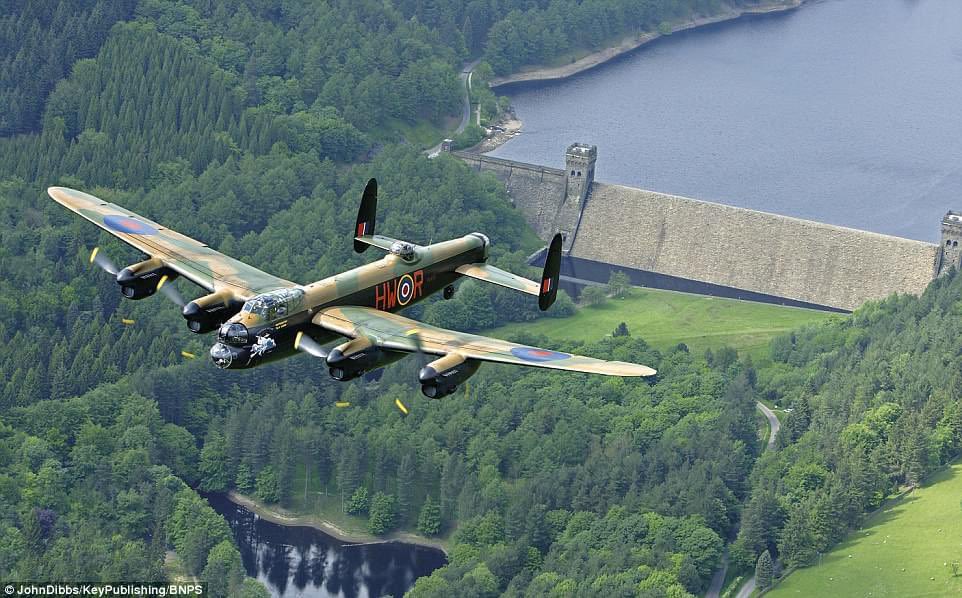 John Dibbs' breathtaking picture of the BBMF Lancaster over the Derwent Dam 2003 to celebrate the 60th anniversary
    credit John Dibbs