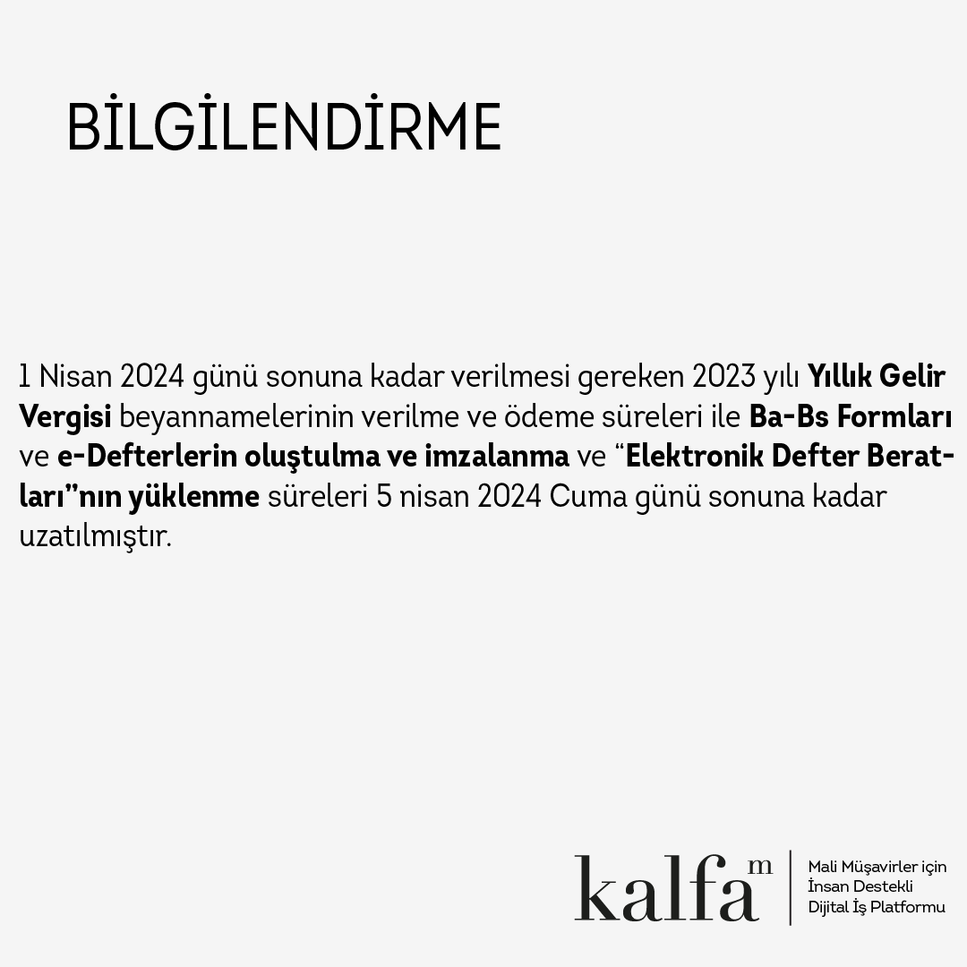 ekalfam's tweet photo. 2023 YILI YILLIK GELİR VERGİSİ BEYANNAMESİ SÜRESİ UZATILDI!

Kalfa #kalfa #malimüşavir #muhasebe #vergi #kurumlar #gelir https://t.co/fKhRqgxMGA