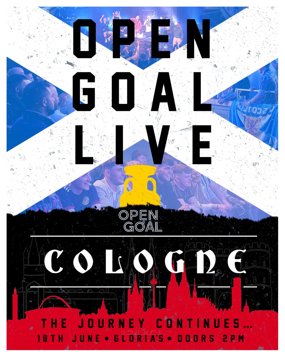 ✈️ 🇩🇪 OPEN GOAL 𝙇𝙄𝙑𝙀 IN 𝙂𝙀𝙍𝙈𝘼𝙉𝙔! The lads are on tour!😎🏴󠁧󠁢󠁳󠁣󠁴󠁿 We’re getting the party started in Munich & Cologne on the Eve of @ScotlandNT’s 1st Two games of Euro 24! Join the team & Special Guests for a proper pre-match build-up! Tickets🎟️🏴󠁧󠁢󠁳󠁣󠁴󠁿 bit.ly/OGinGermany1