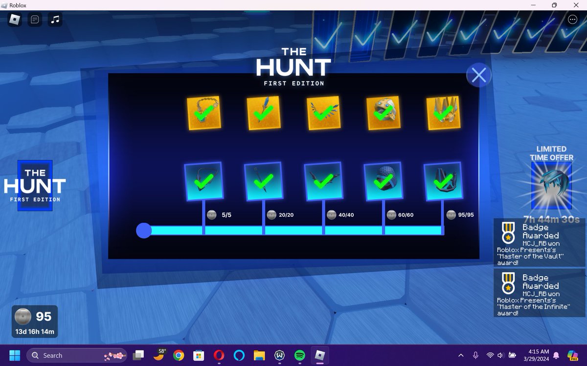 MCJ_lol's tweet image. I COMPLETED THE HUNT #RobloxHunt