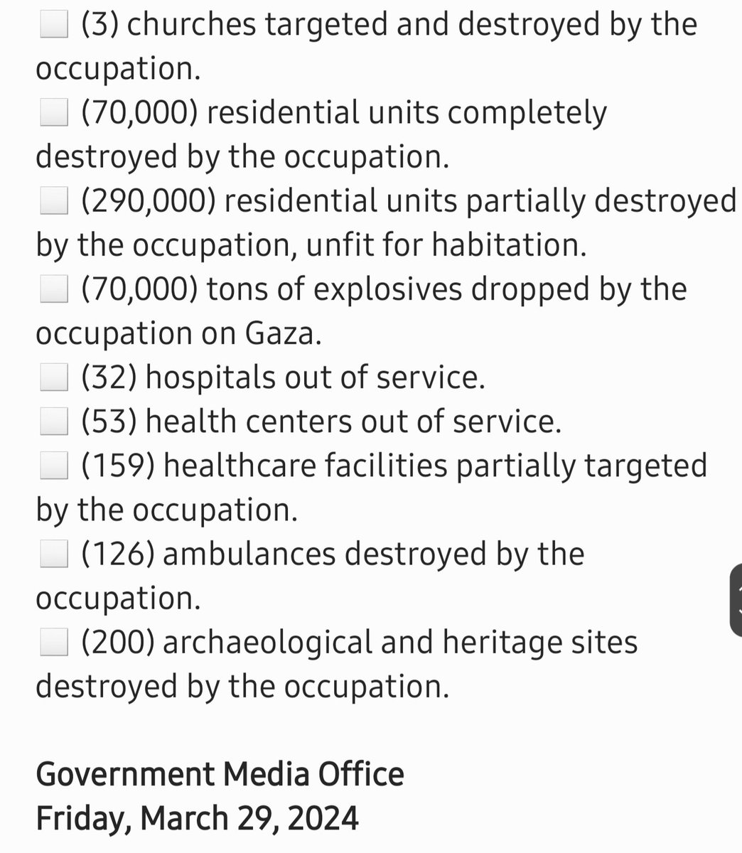 175 days of the Israeli genocidal war waged on the Gaza Strip. An update by the Government Media Office in Gaza. Friday, March 29, 2024. #Gaza #GazaGenocide