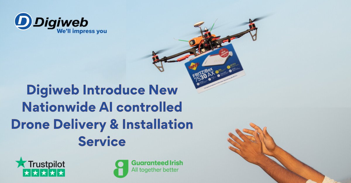 🎉🤖 Introducing the future of broadband delivery: Digiweb's nationwide AI-controlled modem delivery &amp; installation service! 🚚💨
We're building on our tradition of excellent customer service and gaining an extra edge on other Irish ISPs by embracing cutting-edge technology 👌👌