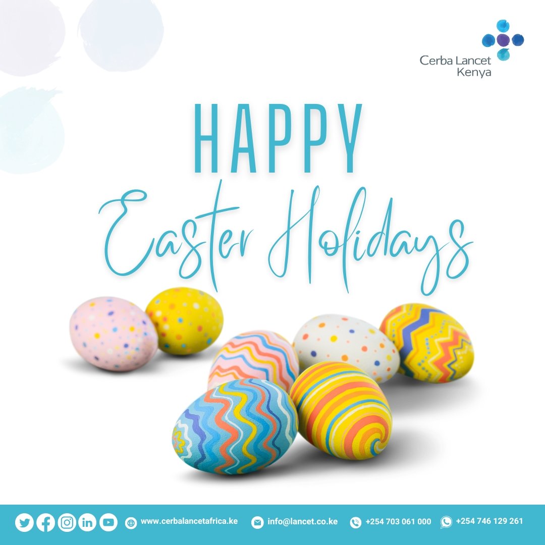 Cerba Lancet Kenya wishes you all a Happy Loooong Easter Holiday🏖. May GOD bless you with Peace, Love, Joy and Prosperity during this Easter Season 🙏🏽. #HappyEaster #CerbaLancetKenyaCares