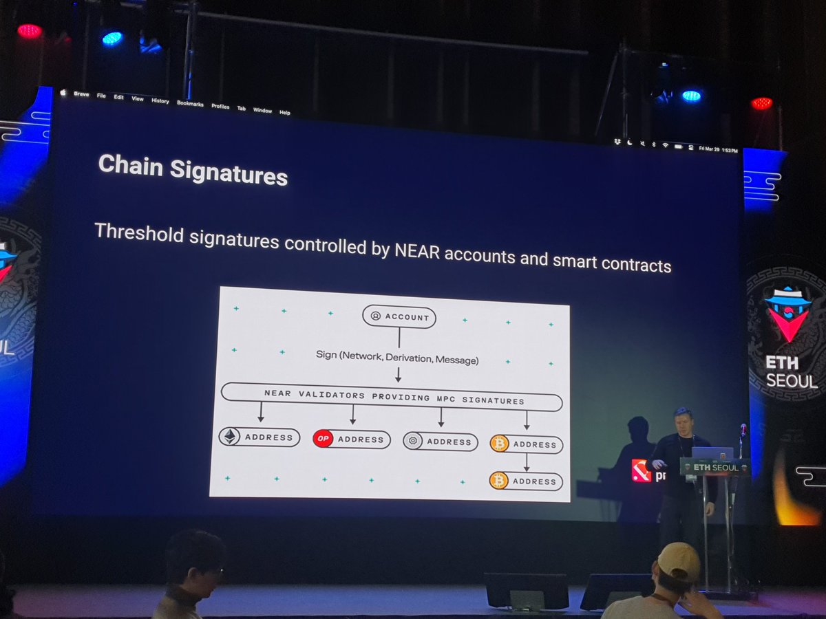 The legend @mikedotexe from @proximityfi presents Chain Signatures at @eth_seoul_! ⛓️🔏