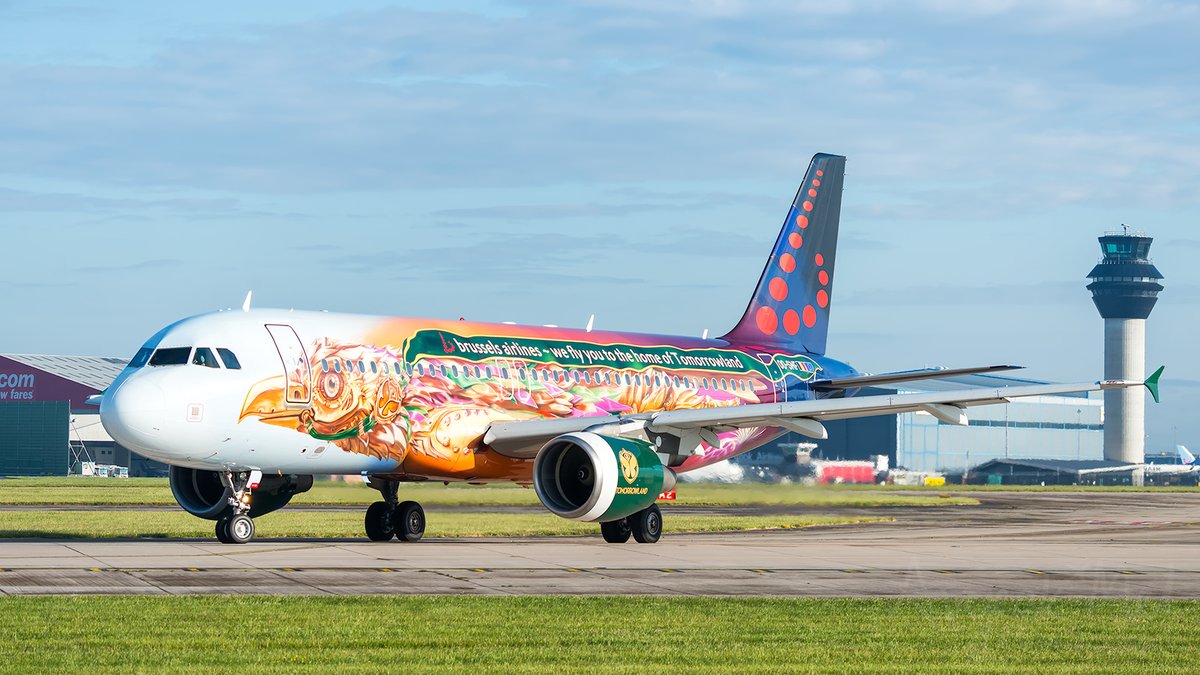 One of @FlyingBrussels special livery planes #Tomorrowland seen at @manairport June 2022. I only recently I found out from @JorgenLammens it is a big electronic dance music festival, I thought it was a themepark! Either way it's a great livery #planespotting #avgeek #aviation