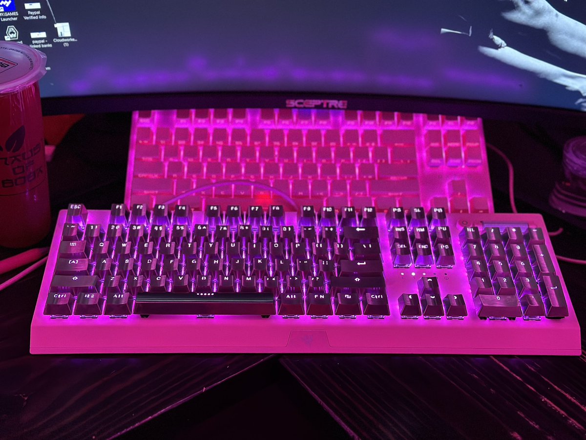 Came back from the dead just to show off my new #keycaps. #stainlesssteel #metalkeycaps #Razer #gamergirl #TeamWolfStainlessSteel #bigclicky