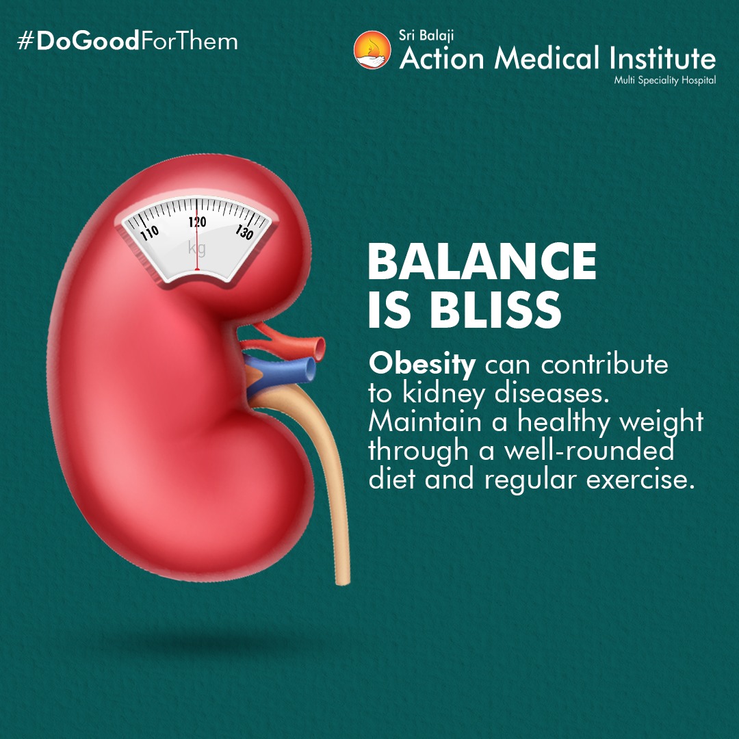 Obesity can contribute to #kidneydiseases. Strive for a #healthyweight through a well-rounded diet and #regularexercise.

Consult a healthcare expert for more information

For more information, call us at 011 42 888 888

#sribalajiactionmedicalinstitute #obesity