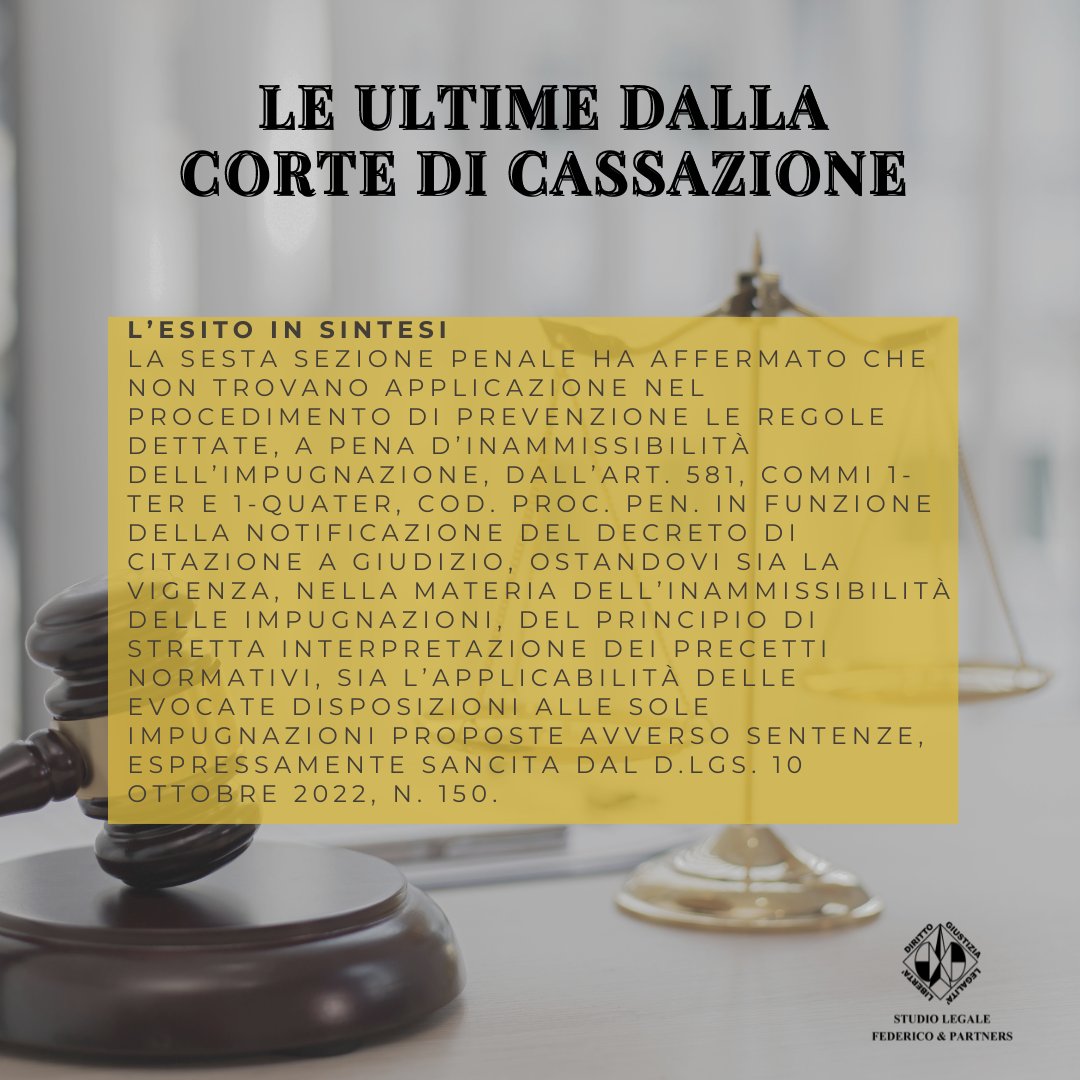 Sentenza Numero: 11726, deposito del 20 marzo 2024
Materia: Impugnazioni

cortedicassazione.it/it/penale_dett…

#sentenza #cortedicassazione #avvocato #diritto #giurisprudenza #lawyer #legge #law #studiolegale #tribunale #dirittopenale #roma #consulenzalegale #avvocatopenalista