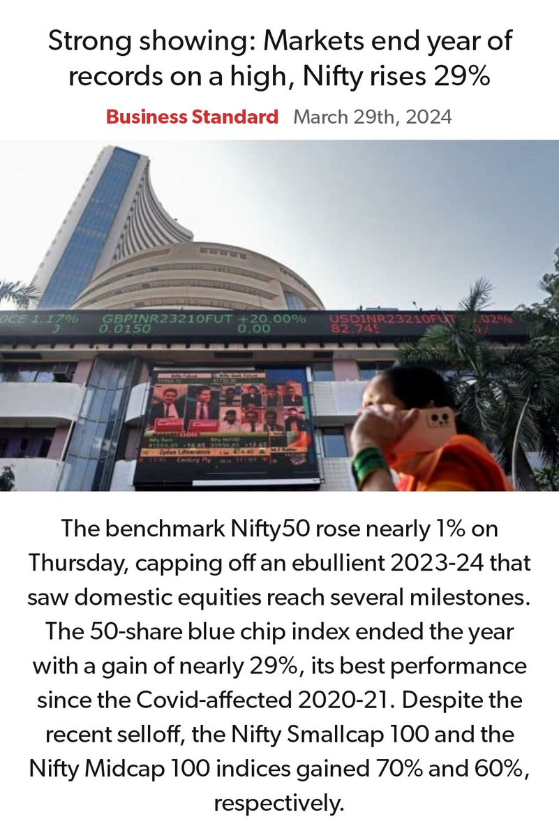 Strong showing: Markets end year of records on a high, Nifty rises 29%
business-standard.com/markets/news/m… via NaMo App