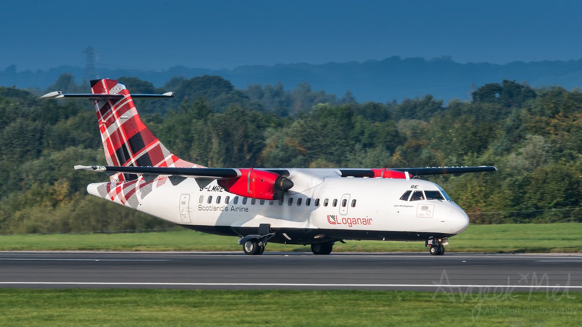 Here is a lovely little @FlyLoganair @ATRaircraft ATR42-500 G-LMRE seen in some northern sunlight at @manairport 02.09.23 #loganair #scotlandsairline #aviation #travel