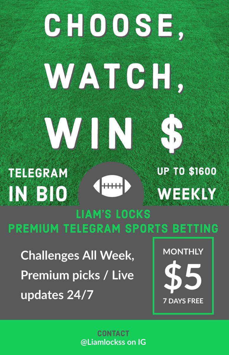 liamslockss's tweet photo. UP $630 IN PUR TELEGRAM TODAY 🚨🚨✅✅

https://t.co/pGOuGdWiCA…

#sportsbetting #betting #bet #bettingtips #sports #gambling #football #bettingexpert #nba  #sportsbook #nfl #bettingsports #money #sportsbettingadvice https://t.co/0Xj3B9zuxr