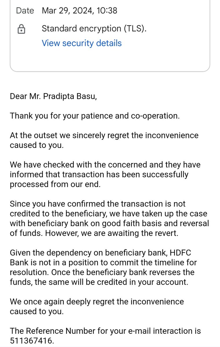 pradiptaBasuCSE's tweet photo. @AxisBankSupport You reply is useless. Rather than extending the help with utmost transparency you are playing a blame game. @HDFC_Bank Remitting bank has already reached out to you. Please close this issue at the earliest. Either transfer to beneficiary or refund the same back to me https://t.co/sg7d4El7S1