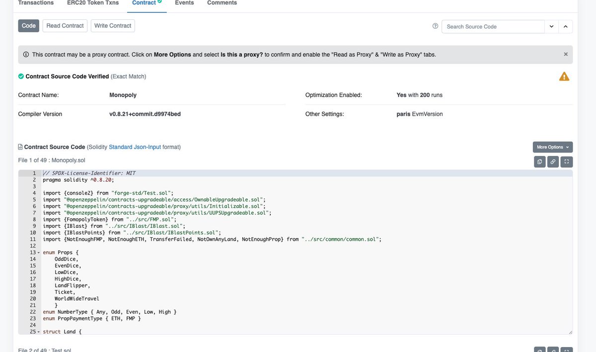 Contract verified! Security beyond "FOMO"poly
blastscan.io/address/0xac20…

<a href="/Blast_L2/">Blast</a> #Fomopoly