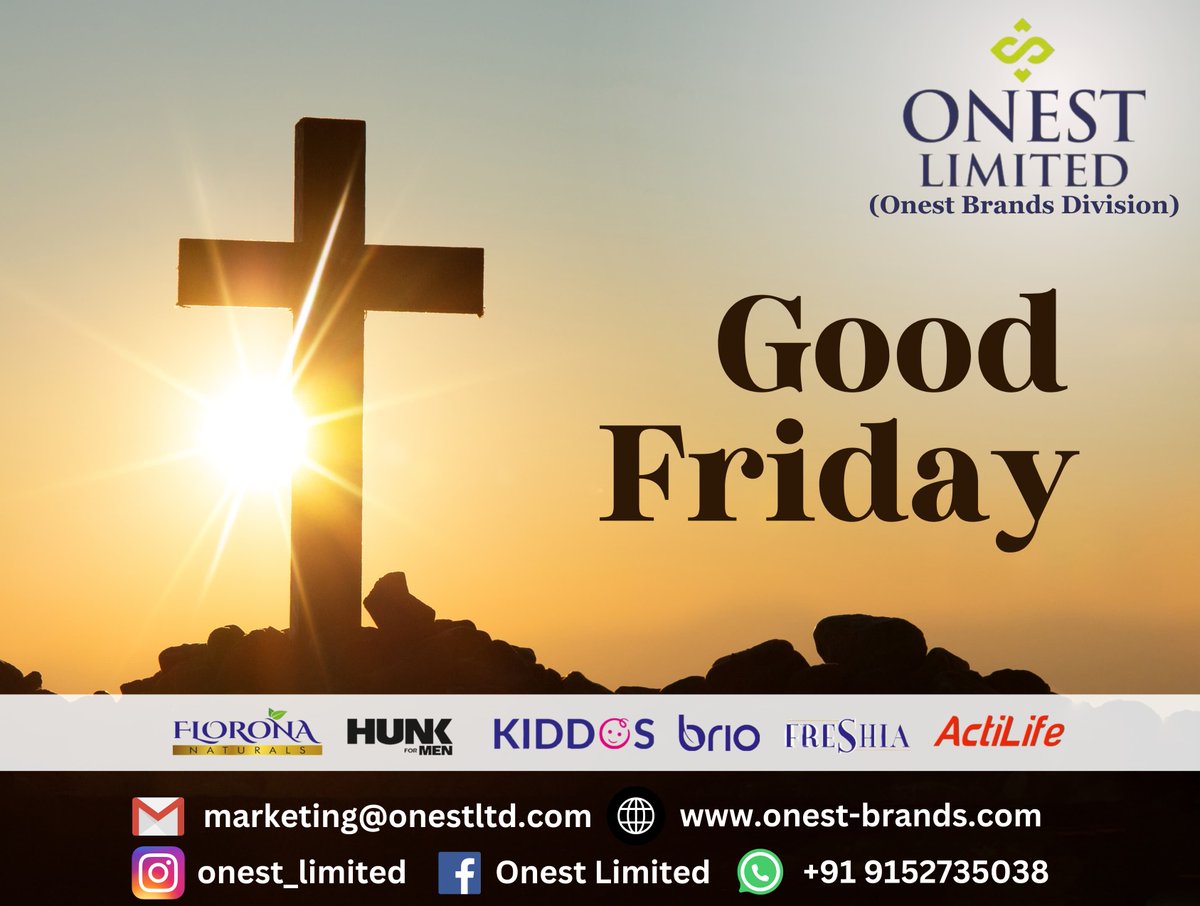 May the light of the Lord's love shine upon you this Good Friday and always. Have a peaceful and blessed day.

#onestlimited #onestbrands #floronanaturals #hunk #brio #freshia #kiddos #actilife #goodfriday #happygoodfriday #friday #fmcg #exporter
