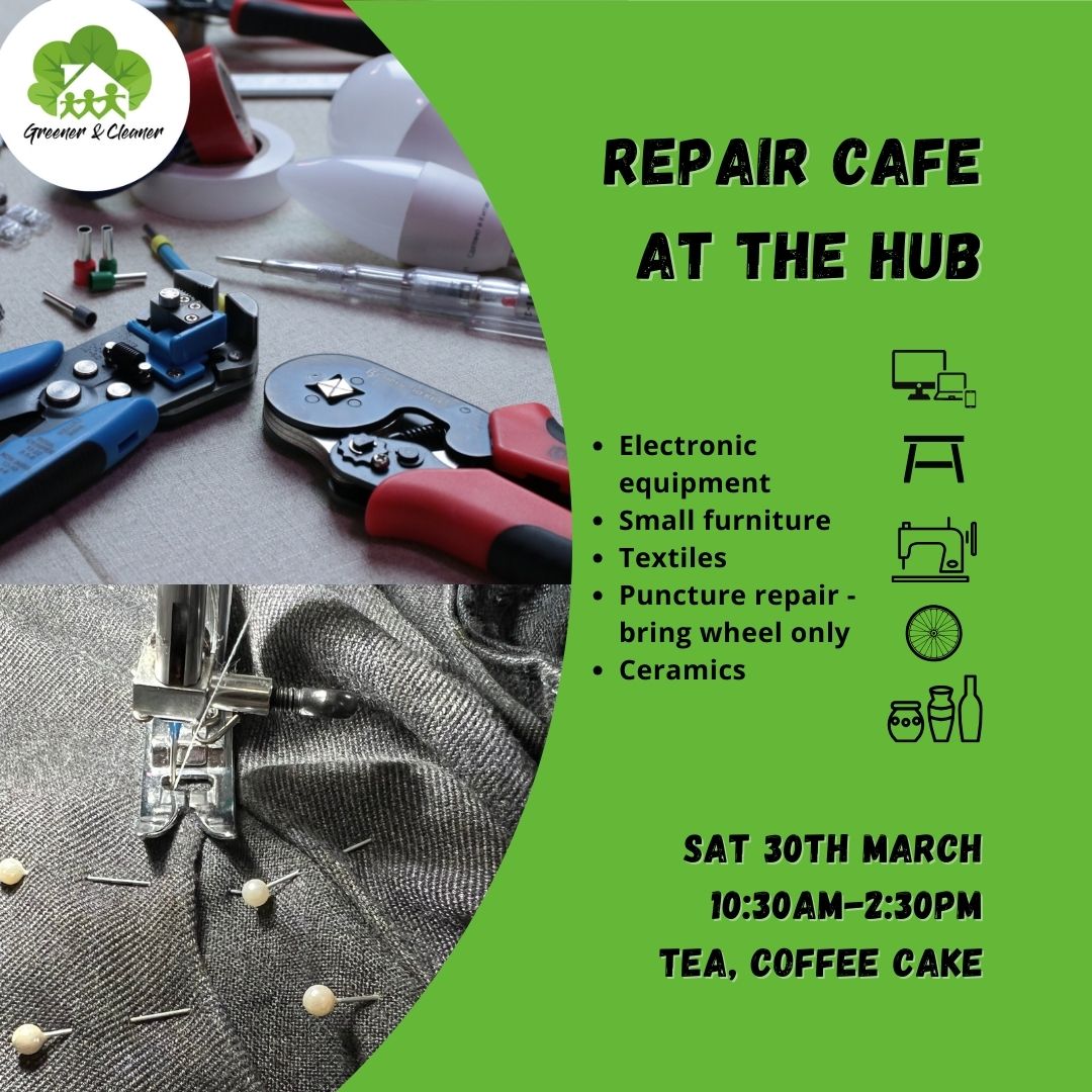 Got your items ready for the Repair Cafe at The Hub tomorrow? We're so excited to launch our first official #RepairCafe, lowering the environmental impact of items, one #repair at a time!!! #Climate