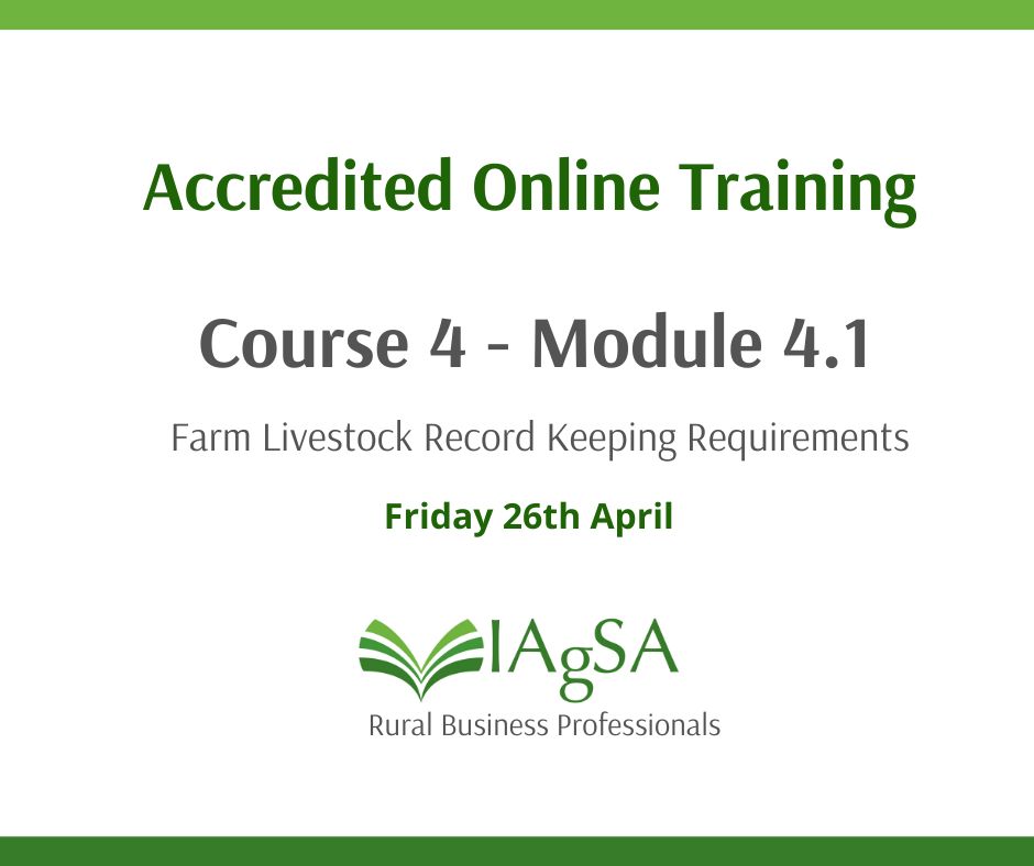 ACCREDITED ONLINE TRAINING Course 4, Module 4.1 Farm Livestock Record Keeping Requirements 📆Book Before 2nd April ow.ly/cFJp50R46t4 Standalone course for the first Module of Course 4 Price: Members - £144 Non members - £199 #Farmsecretary #Ruralbusinessadministration