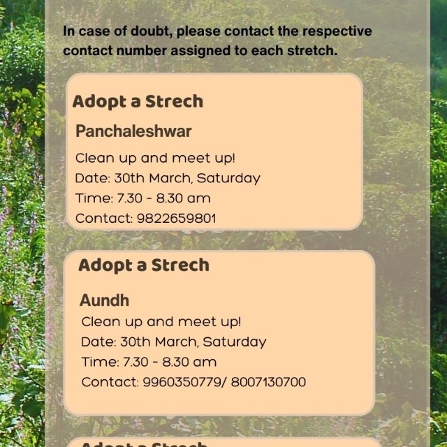 Choose the location and Join us this weekend .. Do your bit for the river.. Saturday Clean up Locations: 1. Panchaleshwar: maps.app.goo.gl/UKdaEjW2W5raZs… 2. Aundh : maps.app.goo.gl/H65jK2aipaws3U…