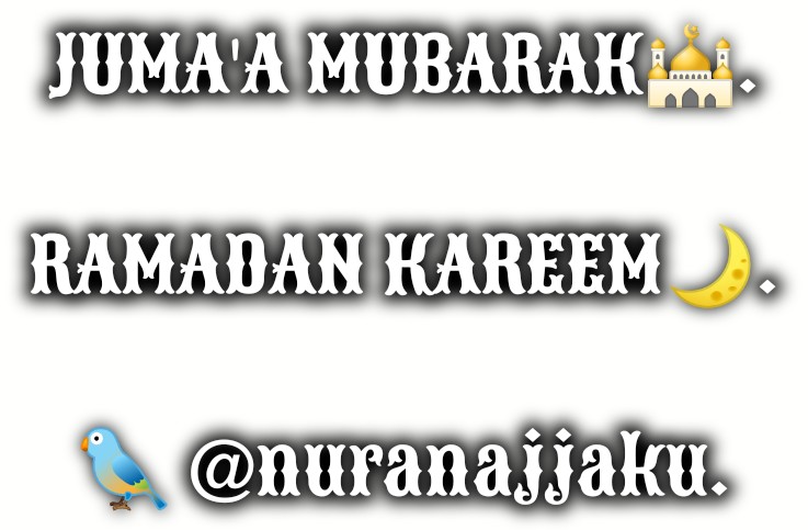 Assalamualaikum!
Happy Friday! 🎉 Let's spread kindness, keep our faith strong, and always be thankful for all the good things in our life. Remember, every day is a blessing! 😊 Wishing you a day full of joy and blessings. Happy Jumma Mubarak to all! 🌟.
Ramadan Kareem🌙.
🐦