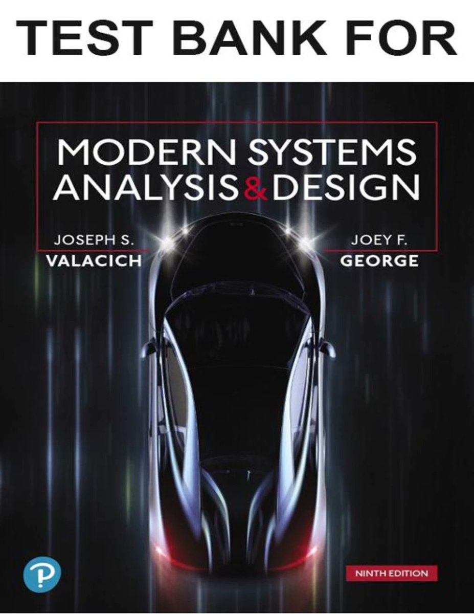 Francisgeo22570's tweet image. Test Bank For Modern Systems Analysis and Design, 9th Edition BY Valacich/George
fliwy.com/item/375450/te…
#TestBank #MODERNSYSTEM #design #fliwy