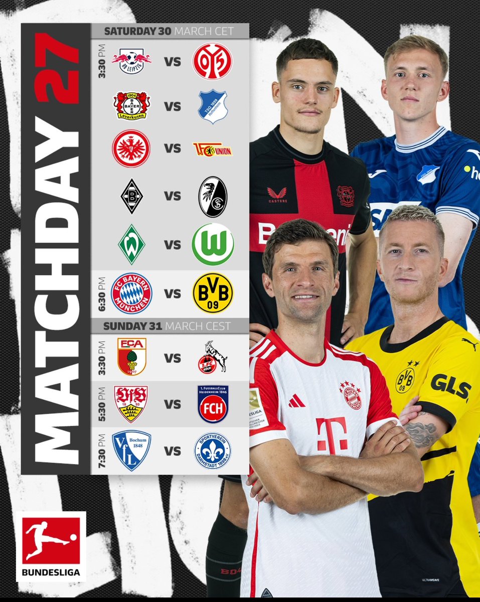 Huuuuuuuuuuuuge week& ahead @Bundesliga_EN with the fight for positions getting real🔥🔥🔥 The headline fixture is obviously the #DerKlassiker the biggest derby in German football between the mighty @FCBayernEN & @BlackYellow 🙌🏾🙌🏾🙌🏾 Who you got? #VorsprungDurchTaktik