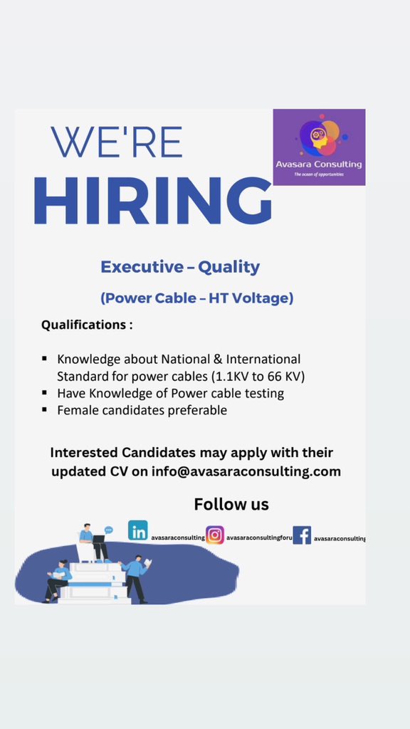 We are hiring !!

#qualityassurance #powercable #htvoltage #vadodarajobs #avasaraconsulting