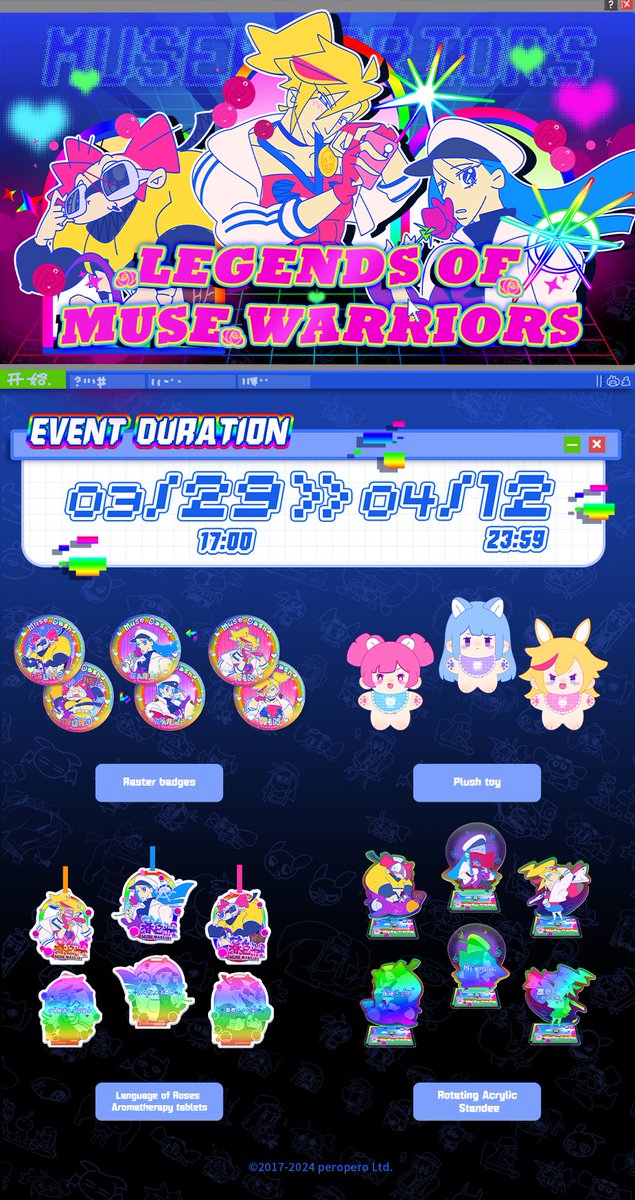 Muse Dash [Legends of Muse Warriors] Merch Launched！！ Girls who work so hard in the gym, wait for a second! Who are you?! Event Duration 03/29 17:00 - 04/12 23:59 (UTC+8) 1 [Muscle Men] PET card for $19 purchasing peroperostore.com/collections/le…