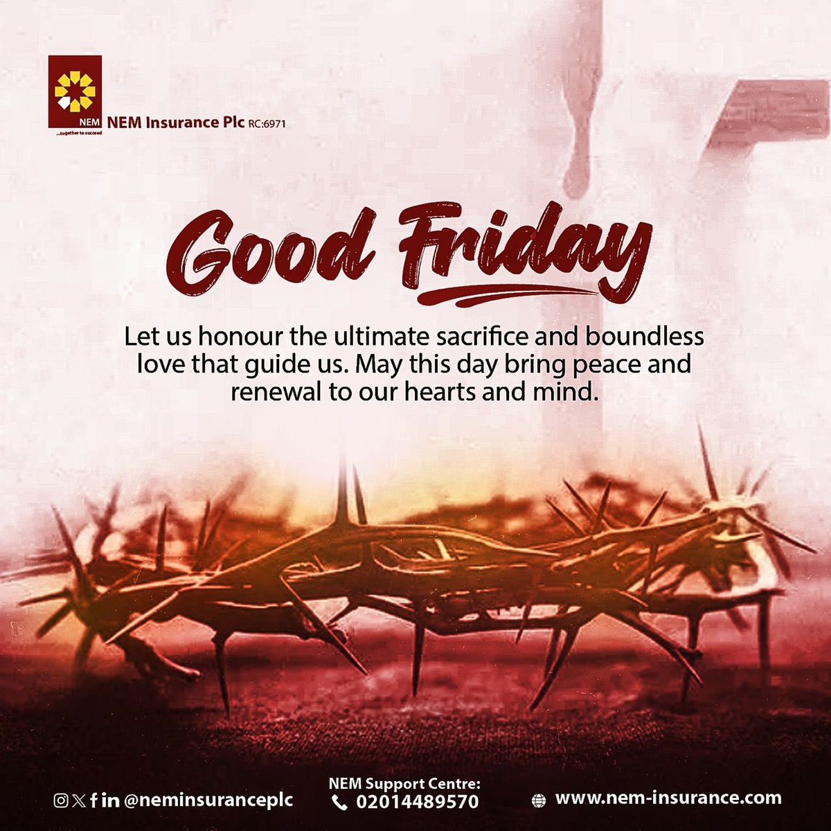 As we commemorate Good Friday, let's take a moment to reflect on the sacrifices made and the blessings received. May this day be a reminder of hope, renewal, and the power of faith. #GoodFriday #NEMInsurancePlc #BeNEMSure