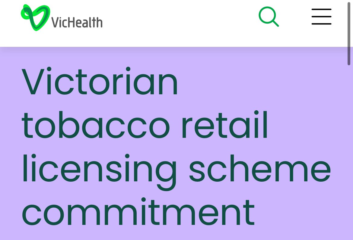 Good news for the health of Victorians. A licensing scheme for tobacco has been announced — which will better control what is sold, where, and to whom. An important step for our State, and for community wellbeing. vichealth.vic.gov.au/news-publicati…