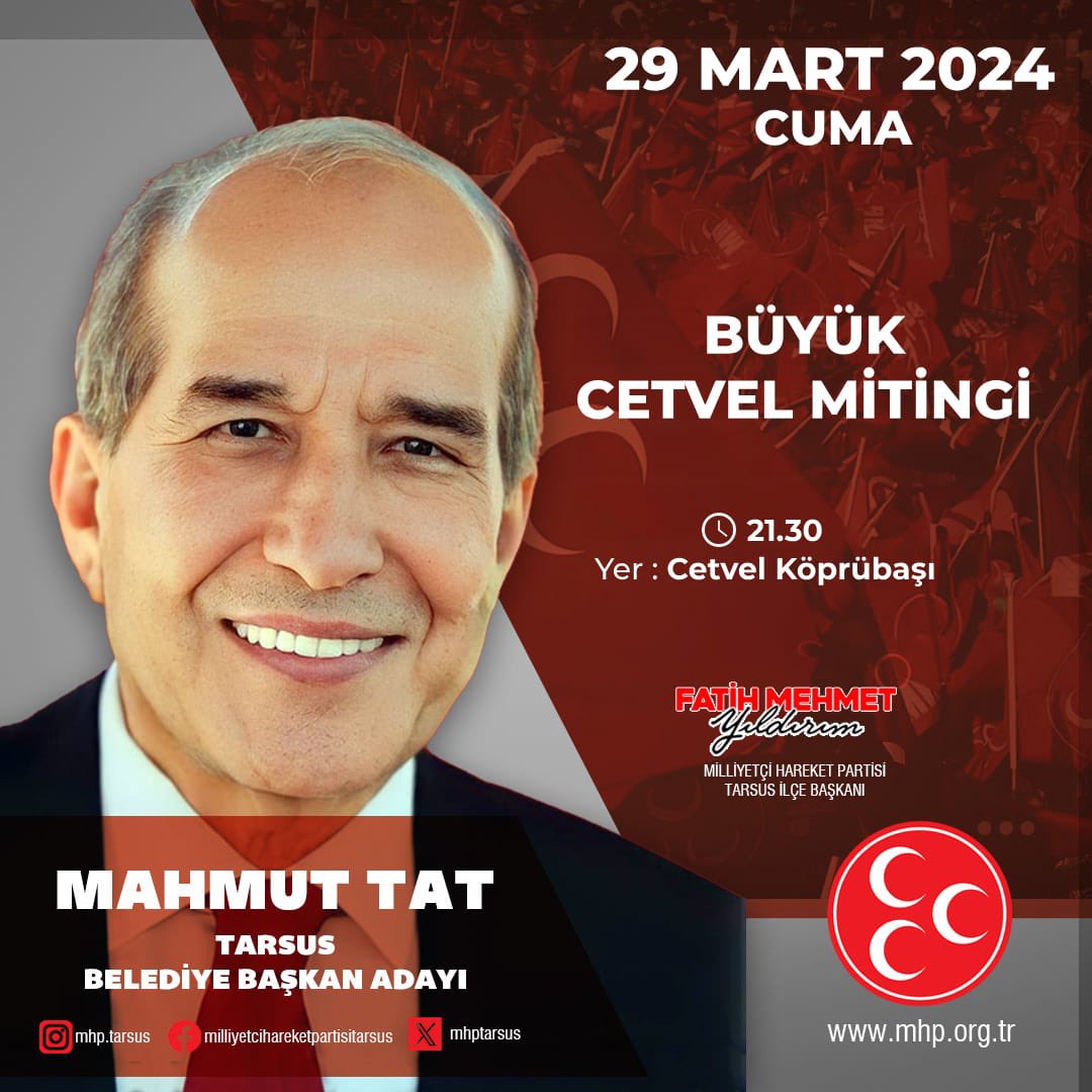 mhptarsus's tweet photo. #BİRLİĞİNGÜCÜİLEKAZANACAĞIZ 

#Hazırız #Kararlıyız #Kazanacağız #YenidenTarsus #HareketeGeçiyoruz
#TürkiyeYüzYılı
#Cumhurİttifakı
#SerdarSOYDAN #MahmutTAT
#MHP #AKPARTİ
#Tarsus

Fatih Mehmet YILDIRIM
MHP Tarsus İlçe Başkanı
#MHPTARSUSİLÇETEŞKİLATI 🇹🇷 https://t.co/2NtAIWuXcf
